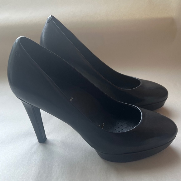Rockport Adidas Adiprene Black Leather Janae Platform Stiletto Heels Pumps 7.5 - Picture 3 of 12